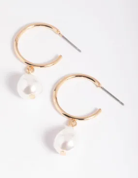 Pearl Bead Hoop Earrings