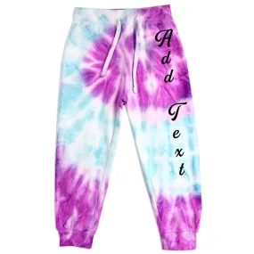 Personalized Neon Tie Dye Fleece Jogger Pants - Aqua/Purple