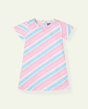 Pink Diagonal Stripes Dress