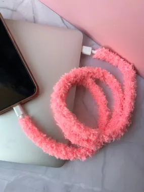 Pink Fuzzy Charging Cable