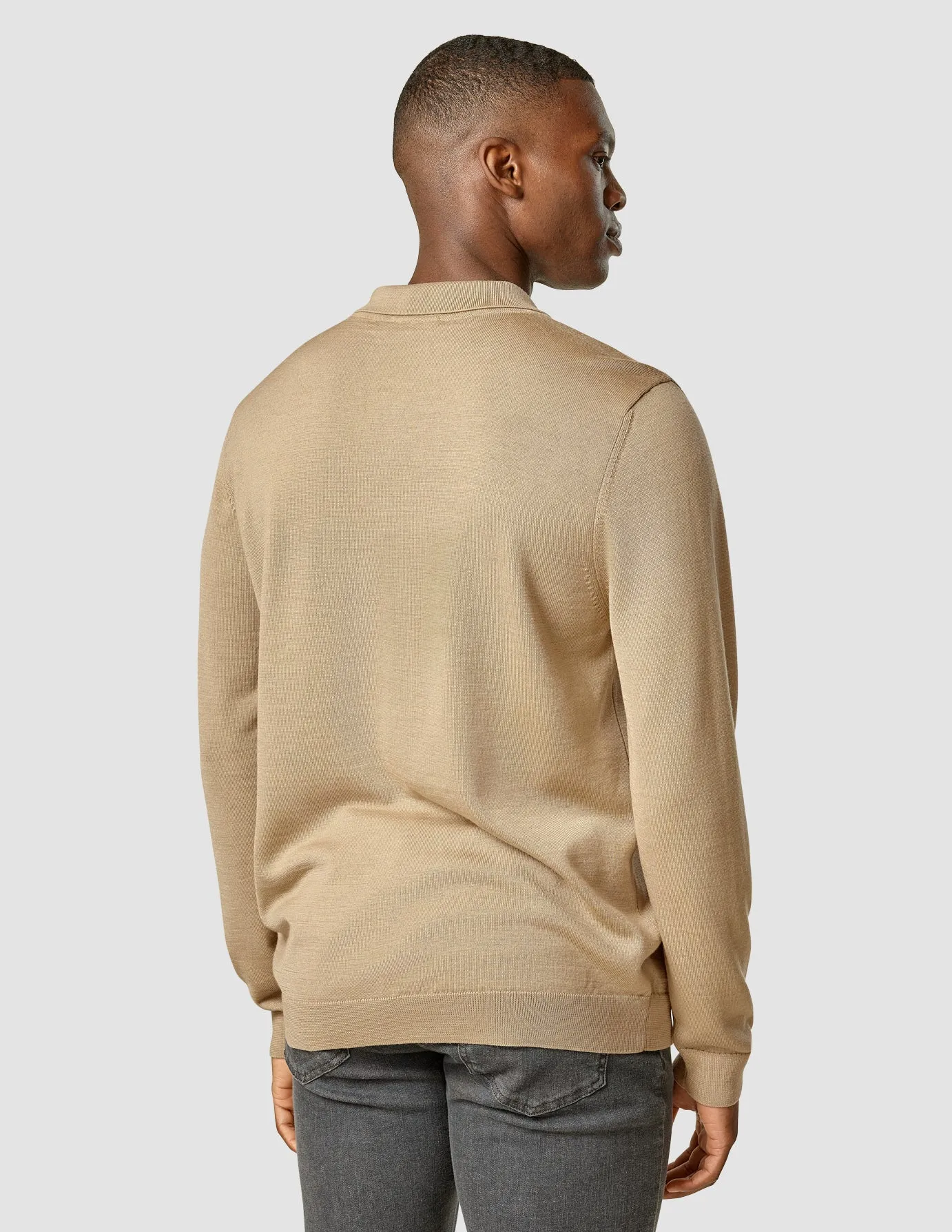 Premium Merino Long Sleeve Polo Sahara