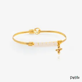 Pretty Little Opal Beaded Bangle Bracelet W/ Cross Charm