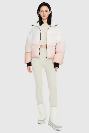 Puff-O Summit Ombre Gradient Effect Cropped Puffer Jacket-Gradient Pink