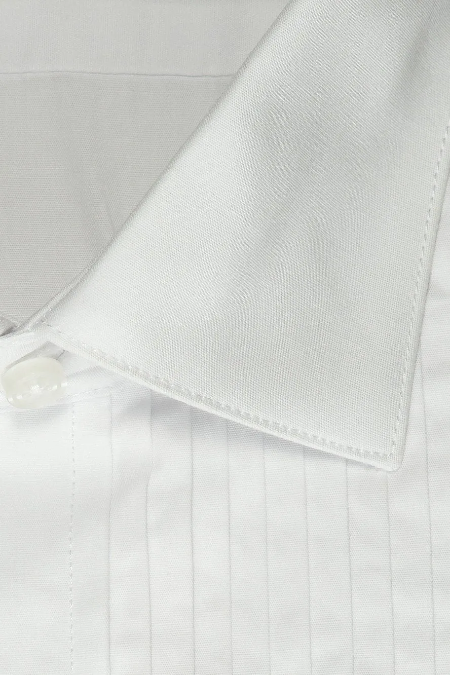 "Charles" White Spread Collar Tuxedo Shirt