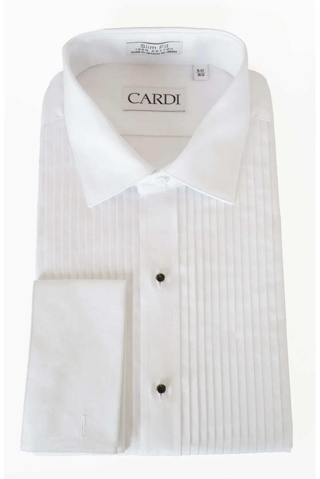 "Charles" White Spread Collar Tuxedo Shirt