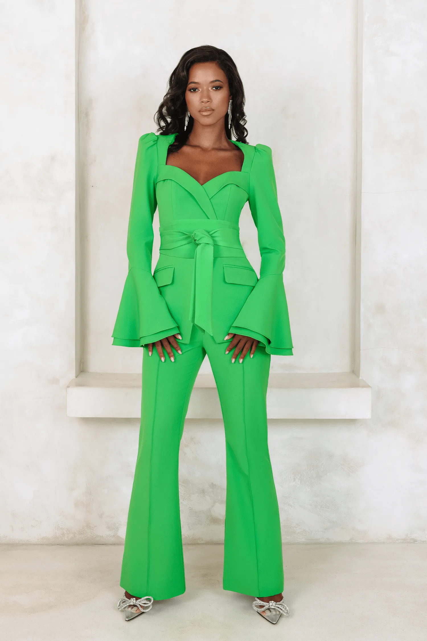 RAQUEL Fit And Flare Trouser In Apple Green