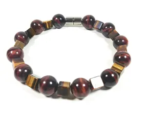 Red & Yellow Tiger Eye Bead Bracelet For Men And Women - Confidence - Motivation -Super Strong Magnetic Clasp