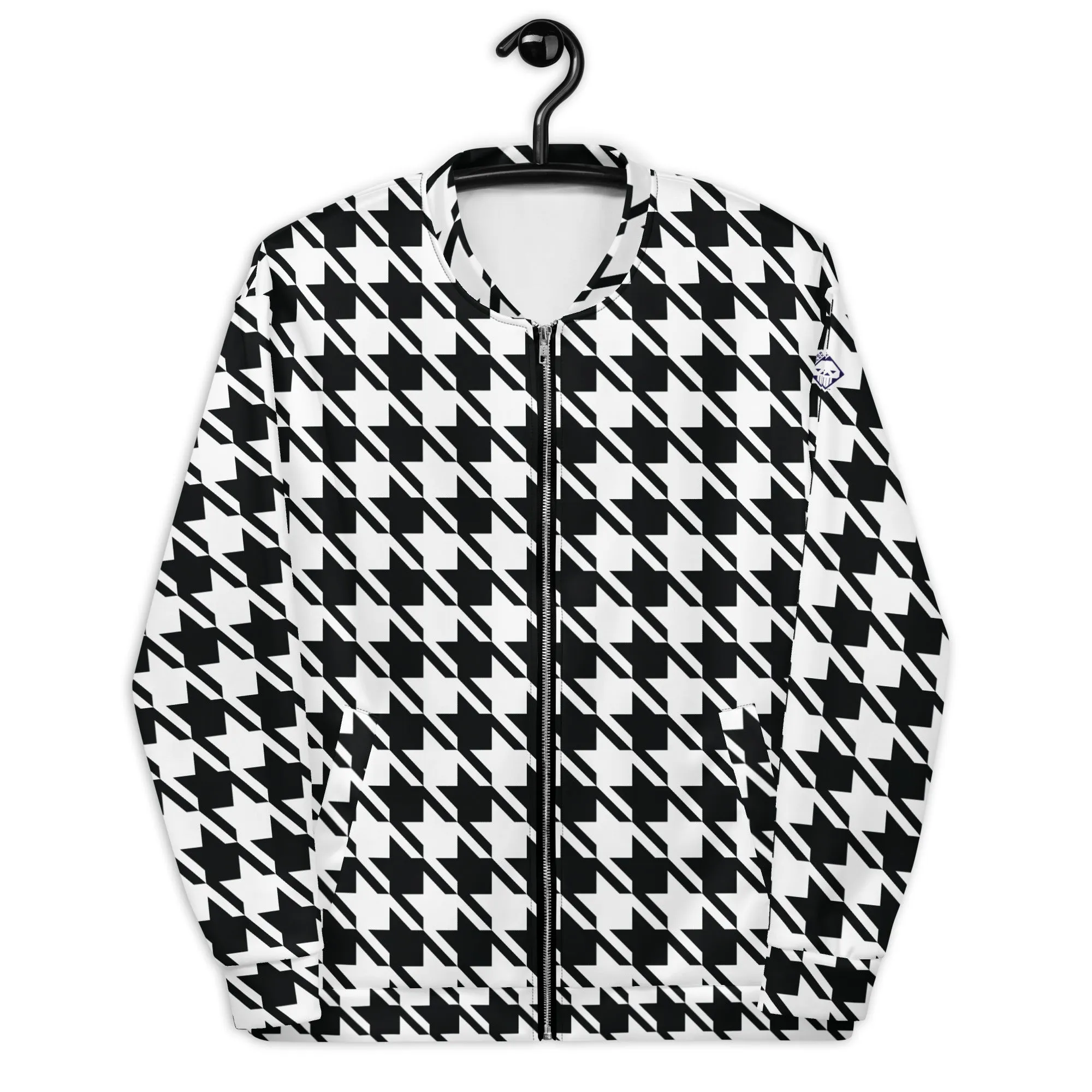 Refined Charm: Women's Classic Houndstooth Bomber 002