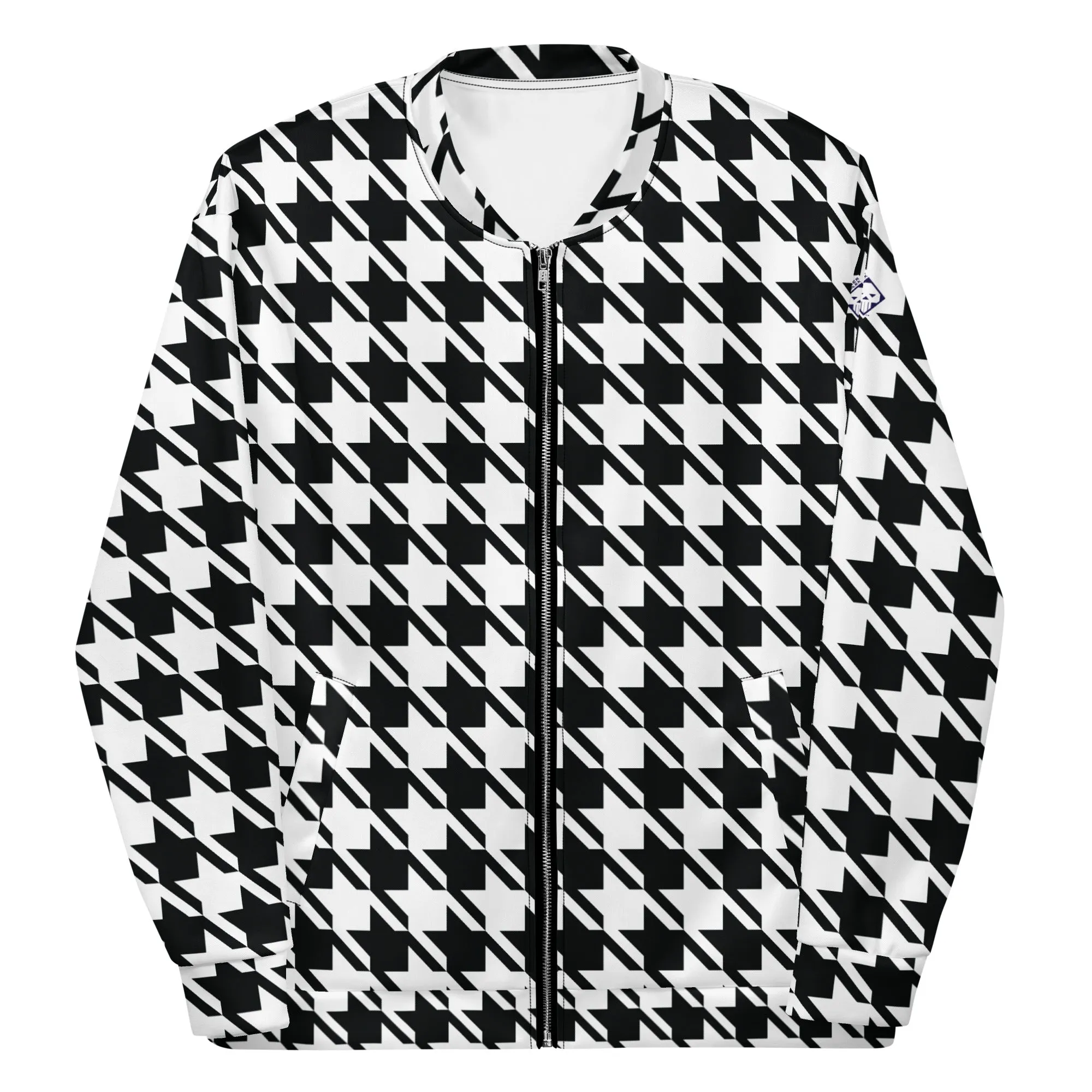 Refined Charm: Women's Classic Houndstooth Bomber 002