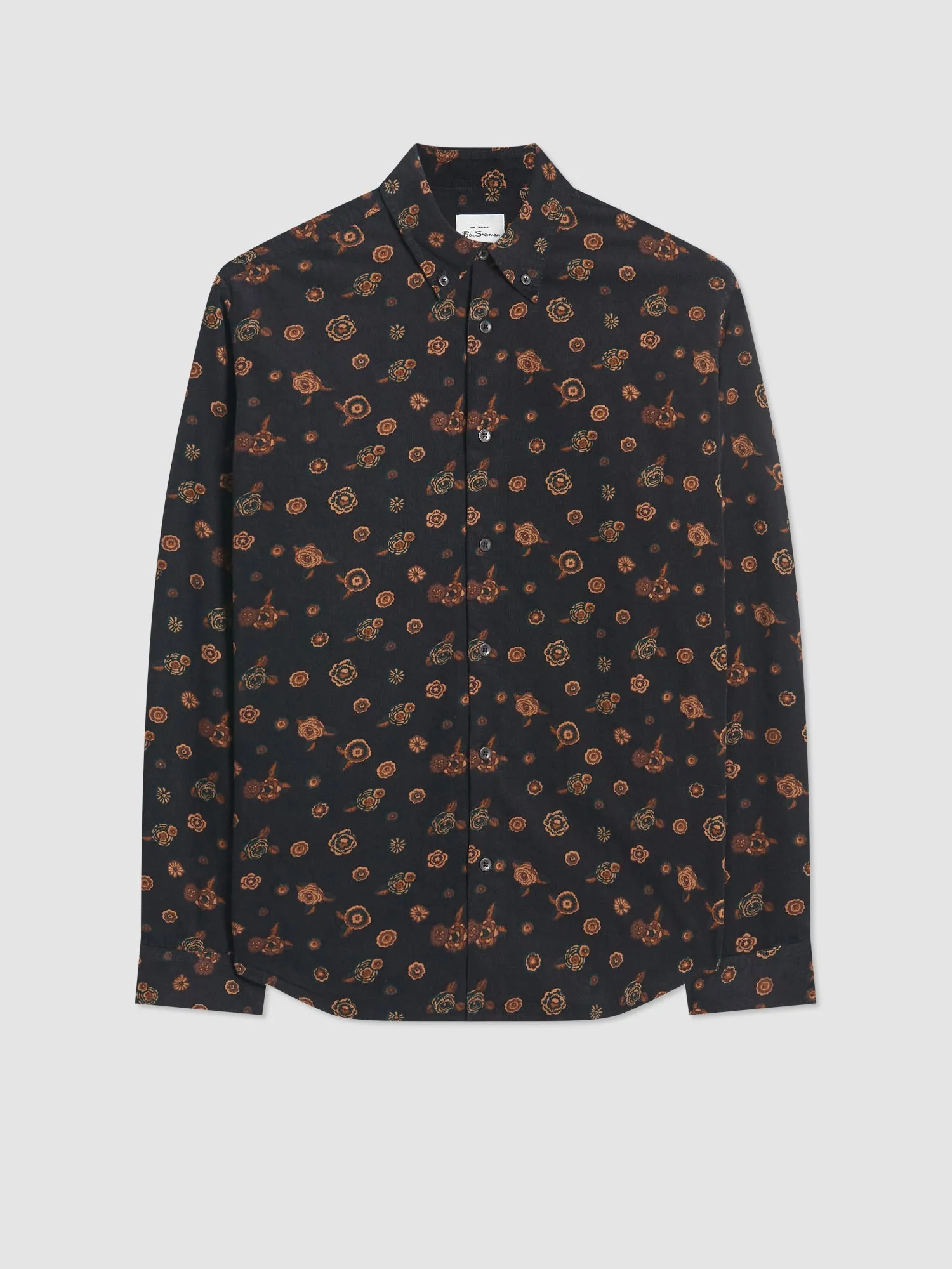 Retro Floral Print Corduroy Shirt