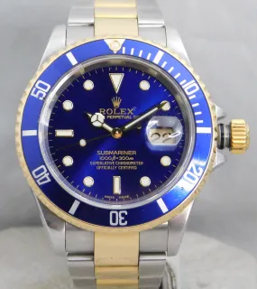 Rolex Submariner Bluesy 16613 Vintage 2000 18k Solid Gold/SS Mens Watch....40mm