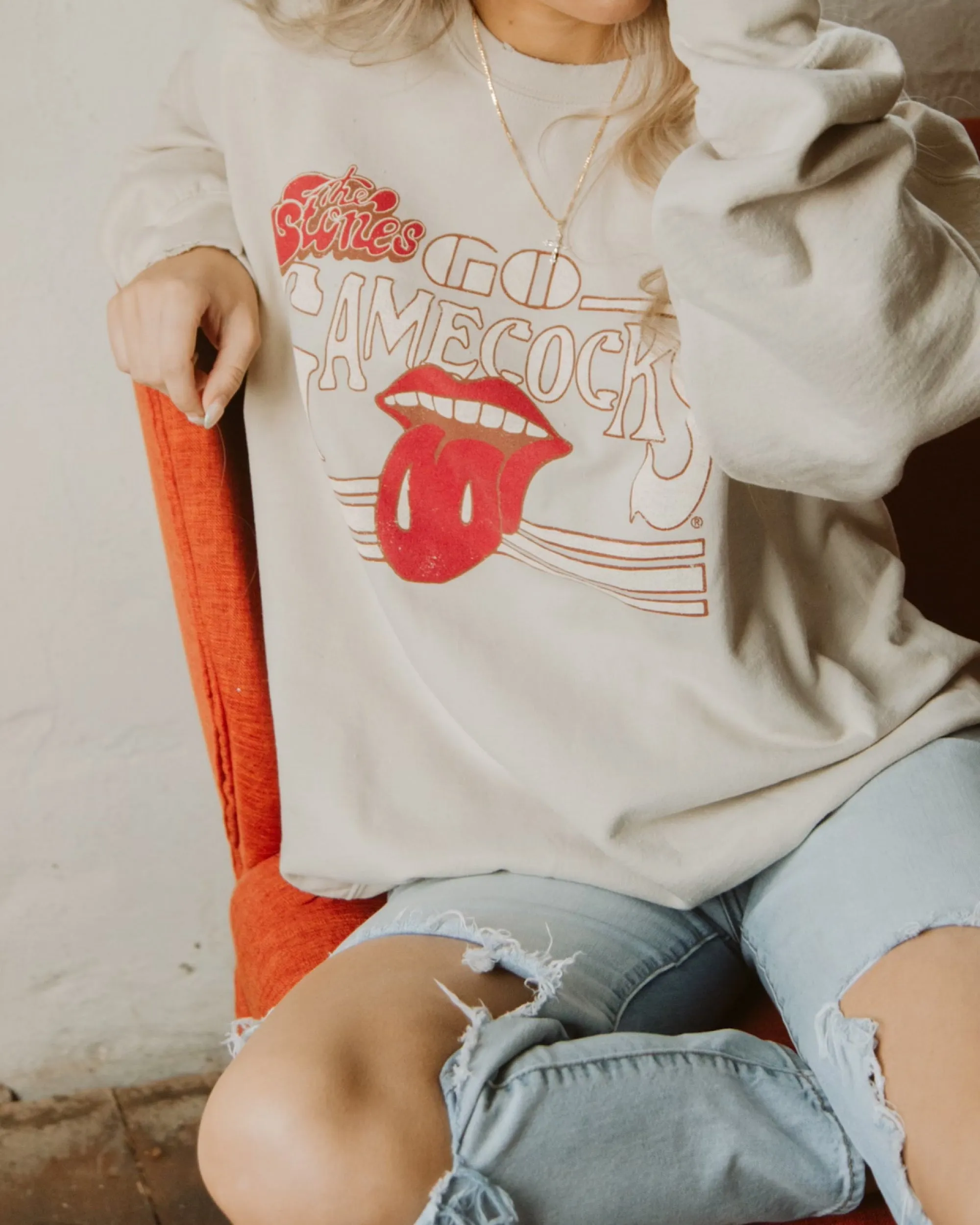 Rolling Stones Gamecocks Stoned Sand Thrifted Sweatshirt