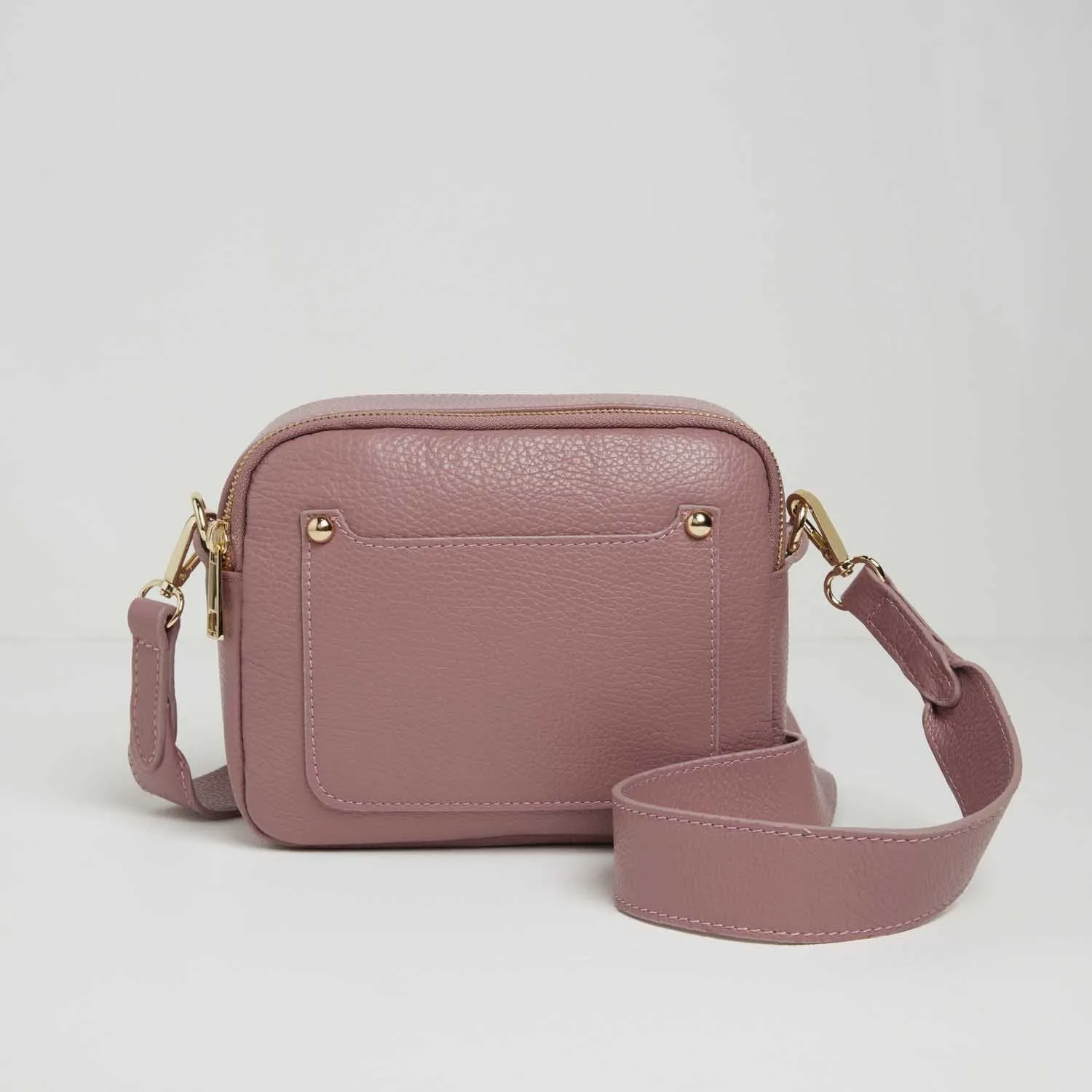 Sienna Crossbody Bag in Antique Pink with Dark Leopard Strap