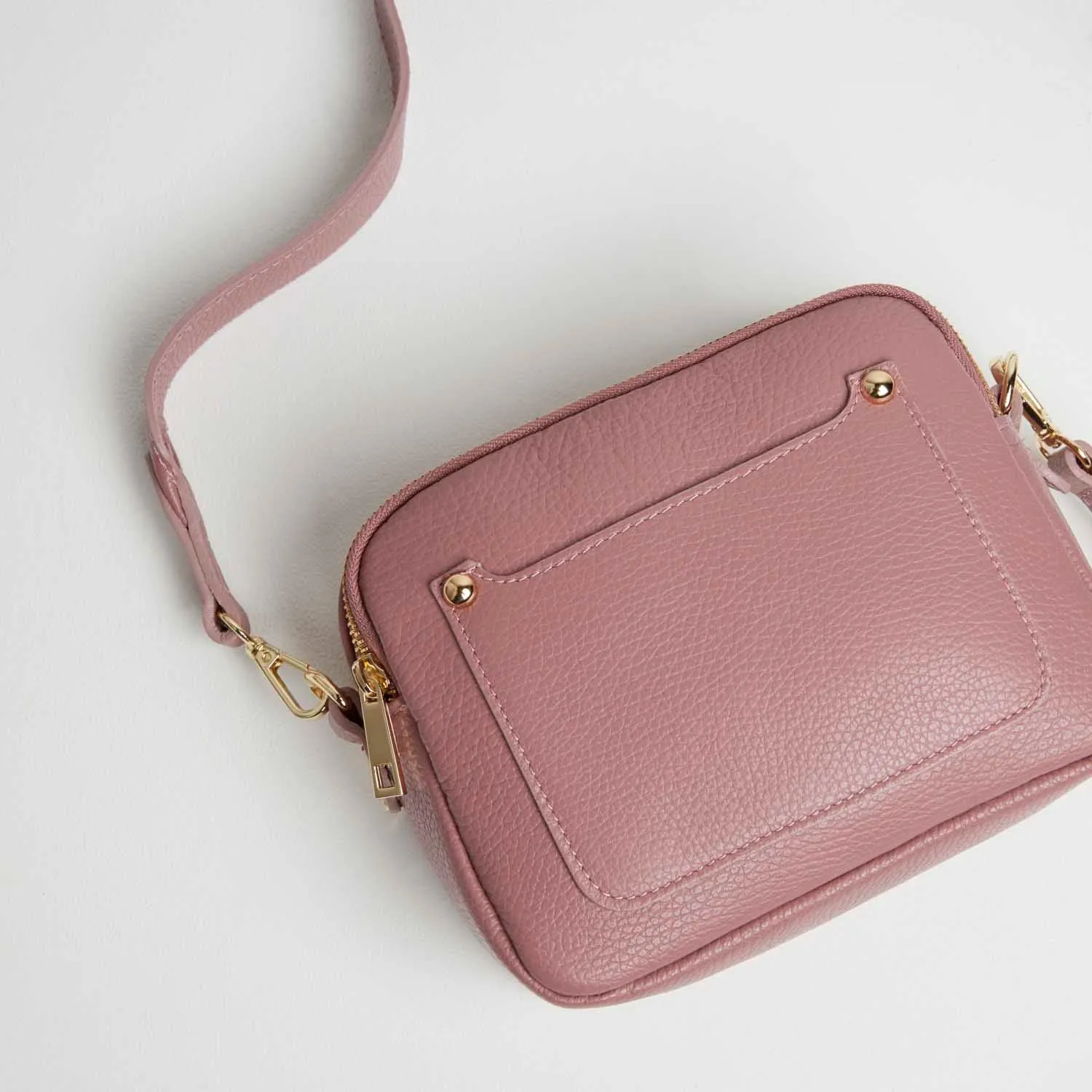 Sienna Crossbody Bag in Antique Pink with Dark Leopard Strap