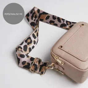 Sienna Crossbody Bag in Blush with Light Pink Leopard Print Strap