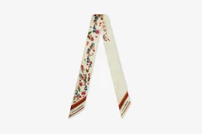 Silk Skinny Scarf - Plant/Fruit Print