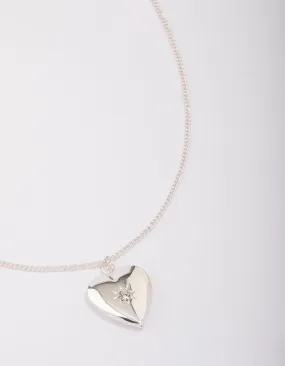 Silver Heart Locket Pendant Necklace