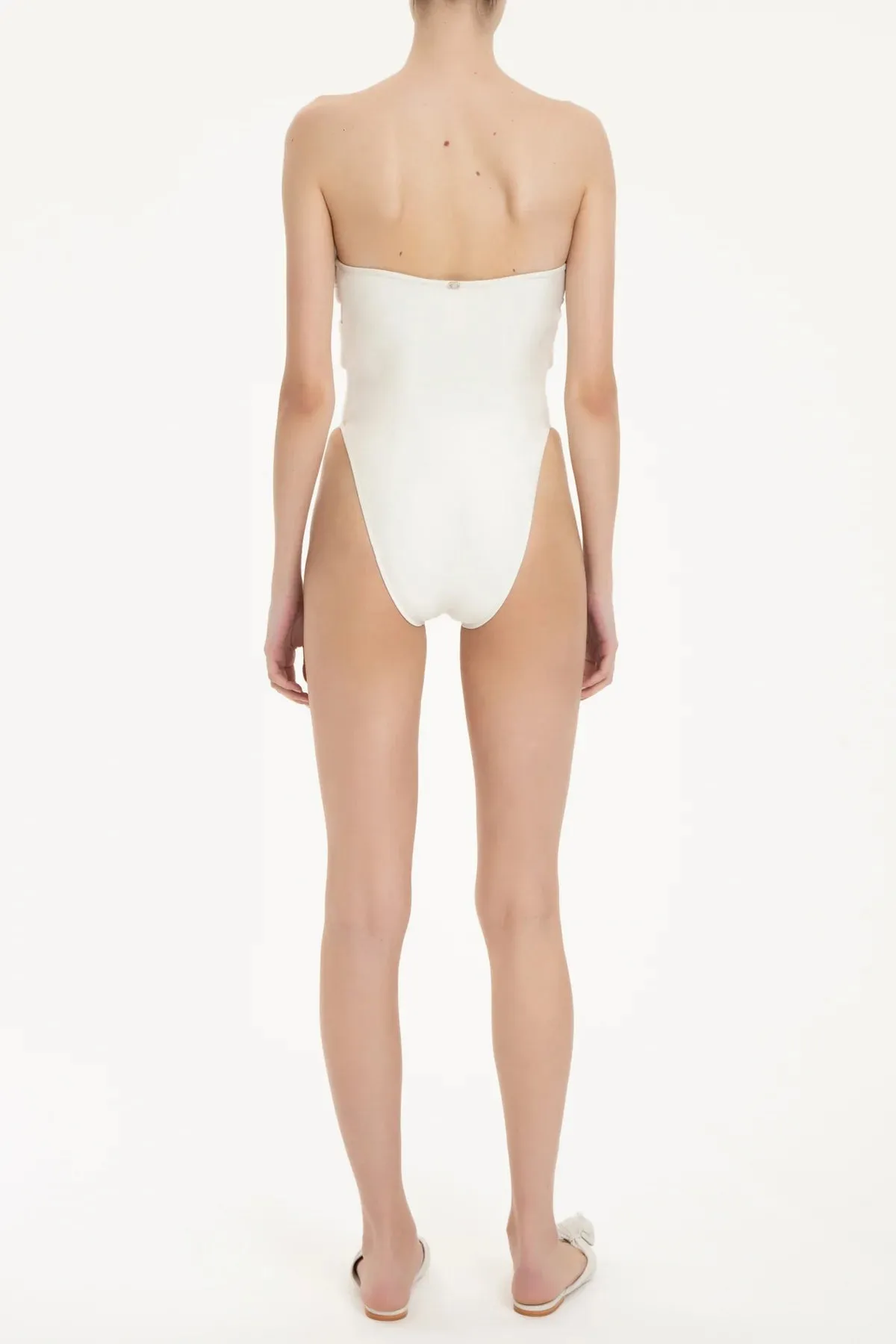 Solid High-Leg Matelasse Swimsuit