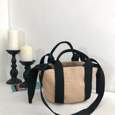 Straw Handmade Woven Basket Bolsa Tote Summer Bohemian Beach Lady Handbag