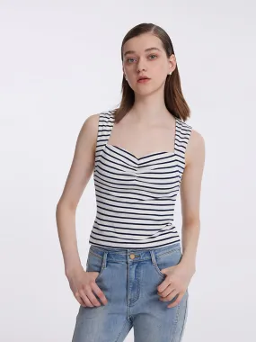 Striped Knitted Camisole With Detachable Bra Pads