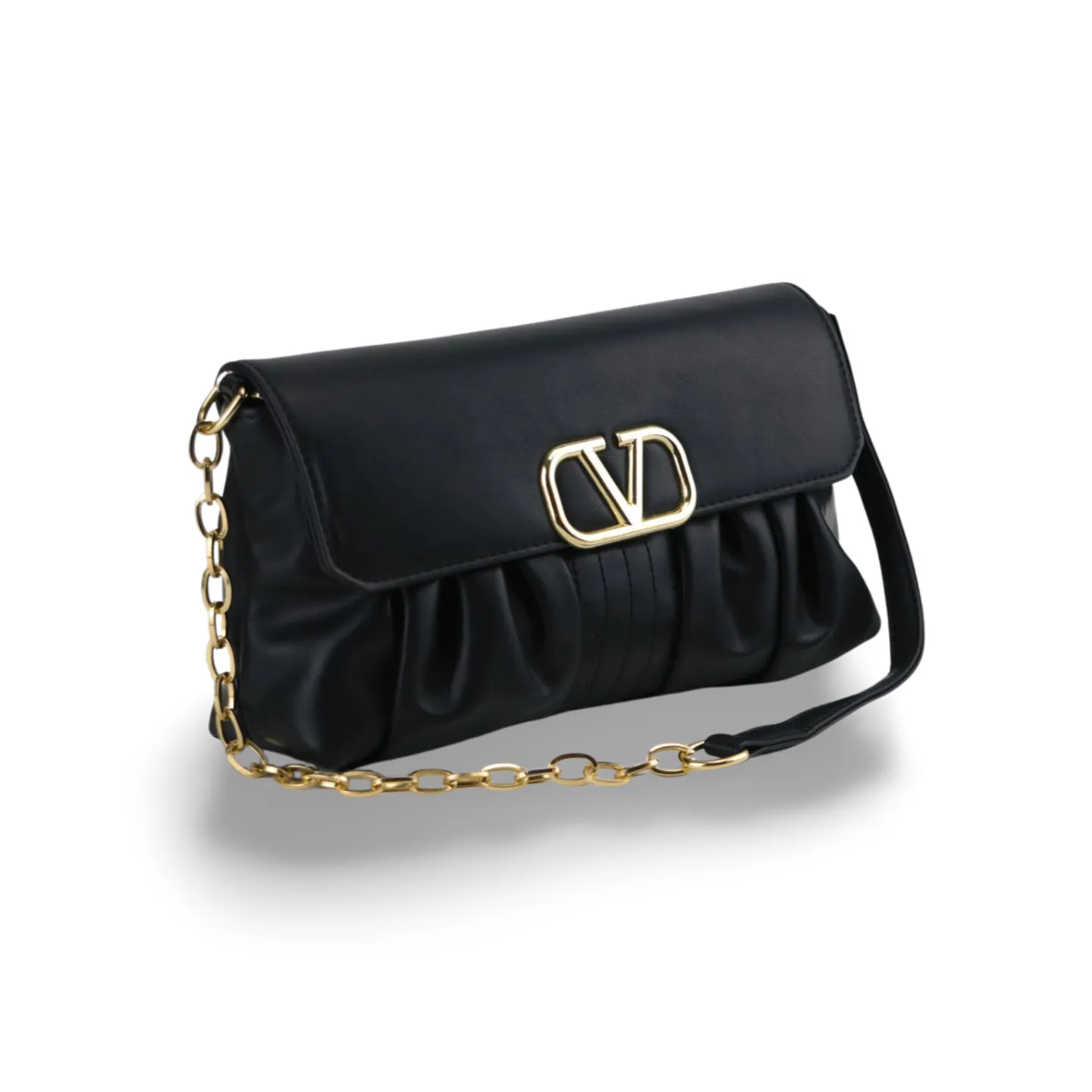 Stylish and Versatile Crossbody Purse with V Logo And Detachable Gold Chain