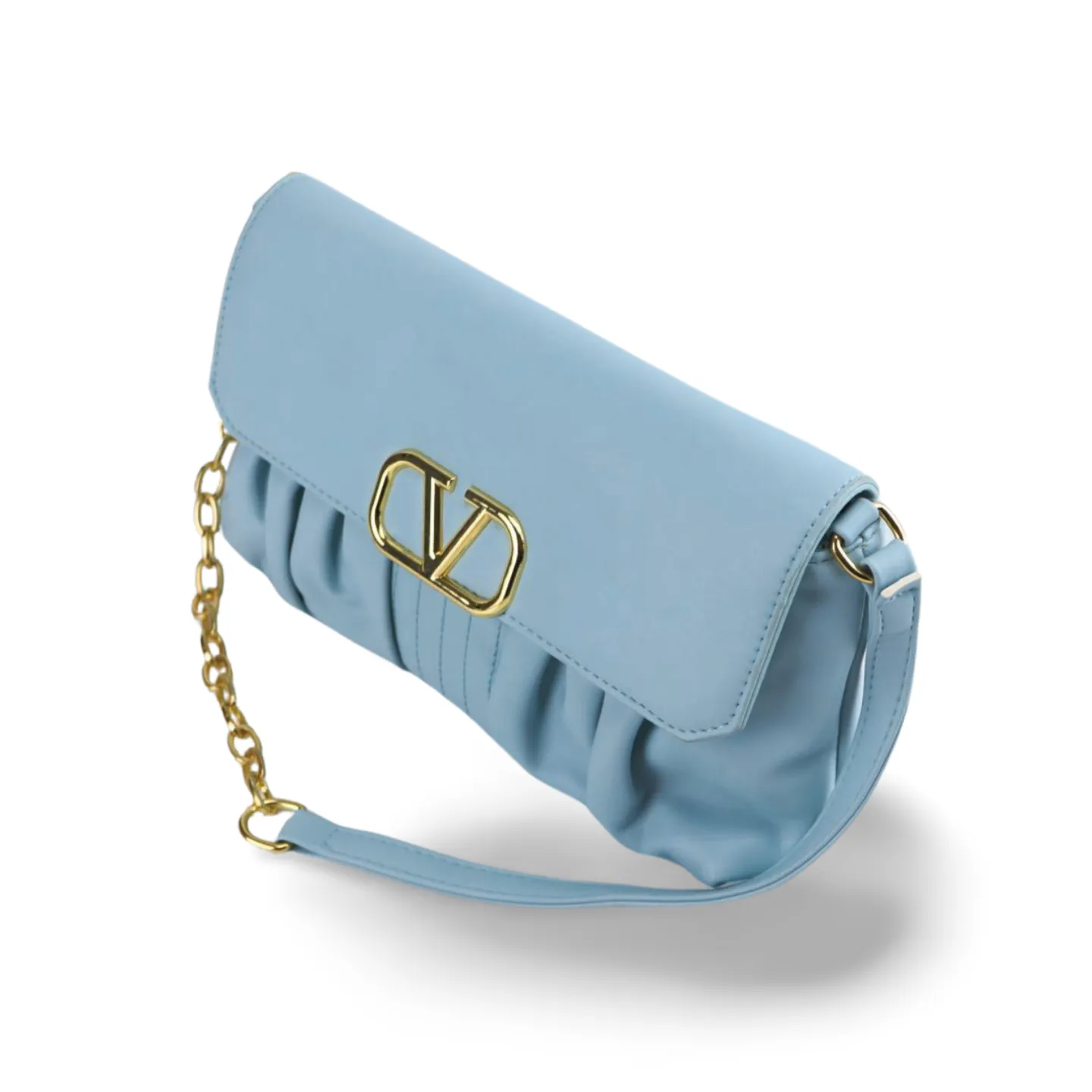 Stylish and Versatile Crossbody Purse with V Logo And Detachable Gold Chain