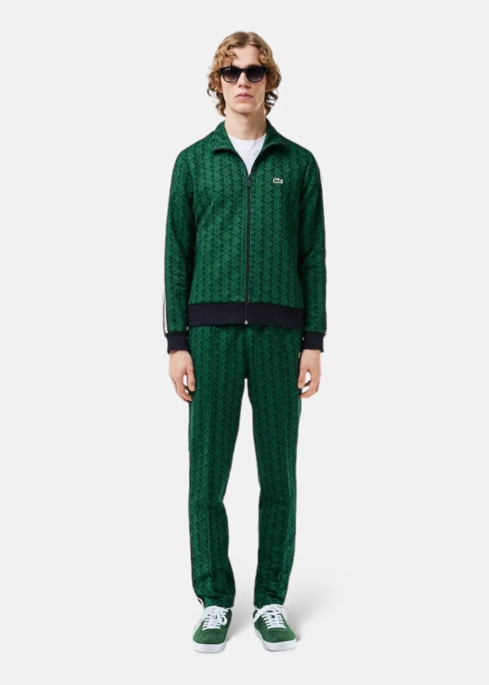 Sweat-shirt zippé Lacoste paris jacquard monogramme Vert