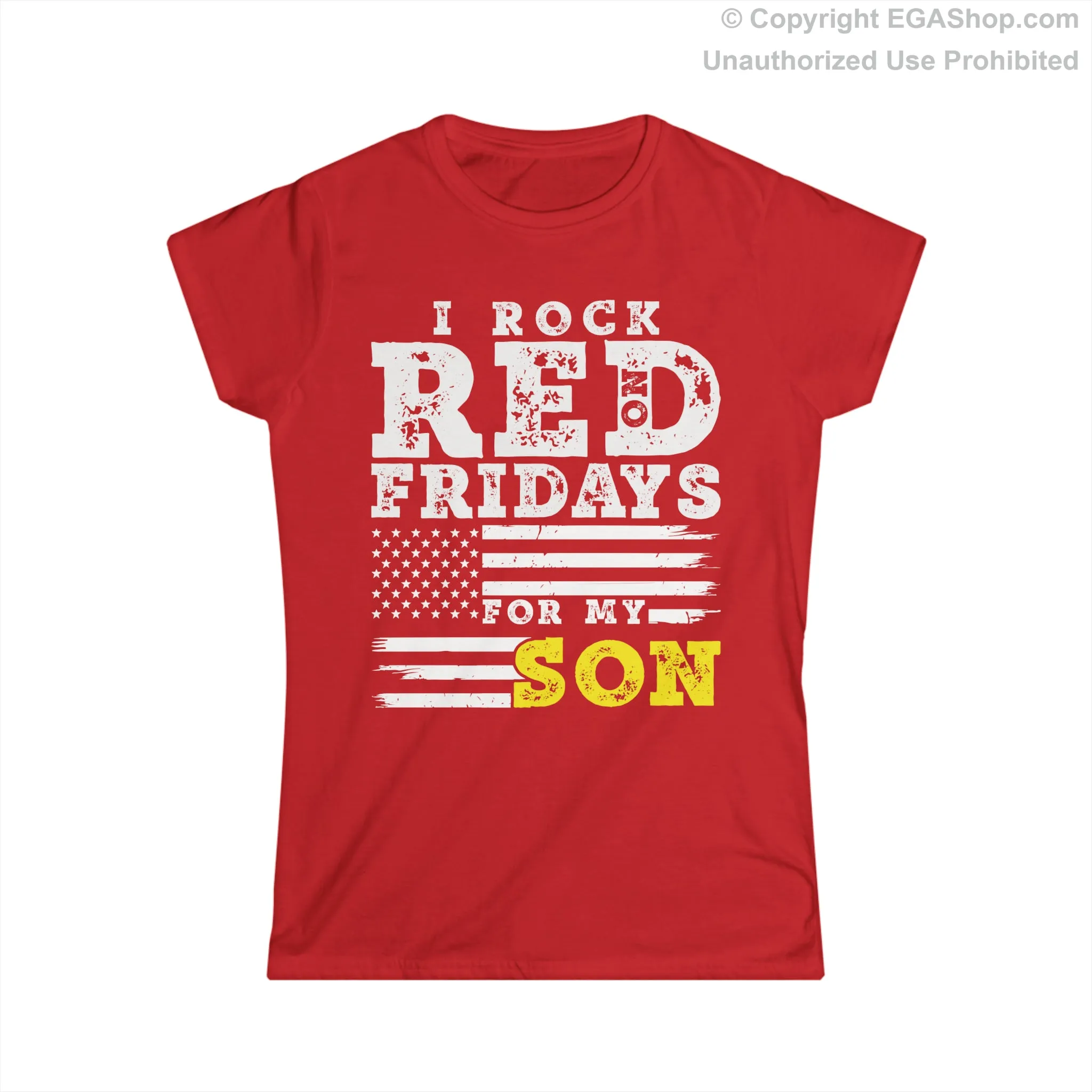 T-Shirt, Ladies Fit: Rock Red For My Son