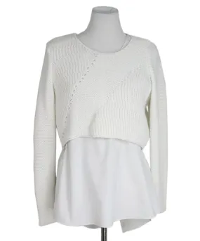 Tahari White Cotton Layered Sweater sz 4