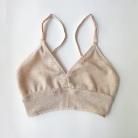 Tan Beige Cashmere bra size Small | Ready to ship cashmere underwear and bras