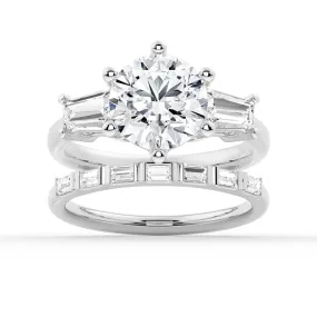 Tapered Baguette Three Stone Bridal Set in Sterling Silver