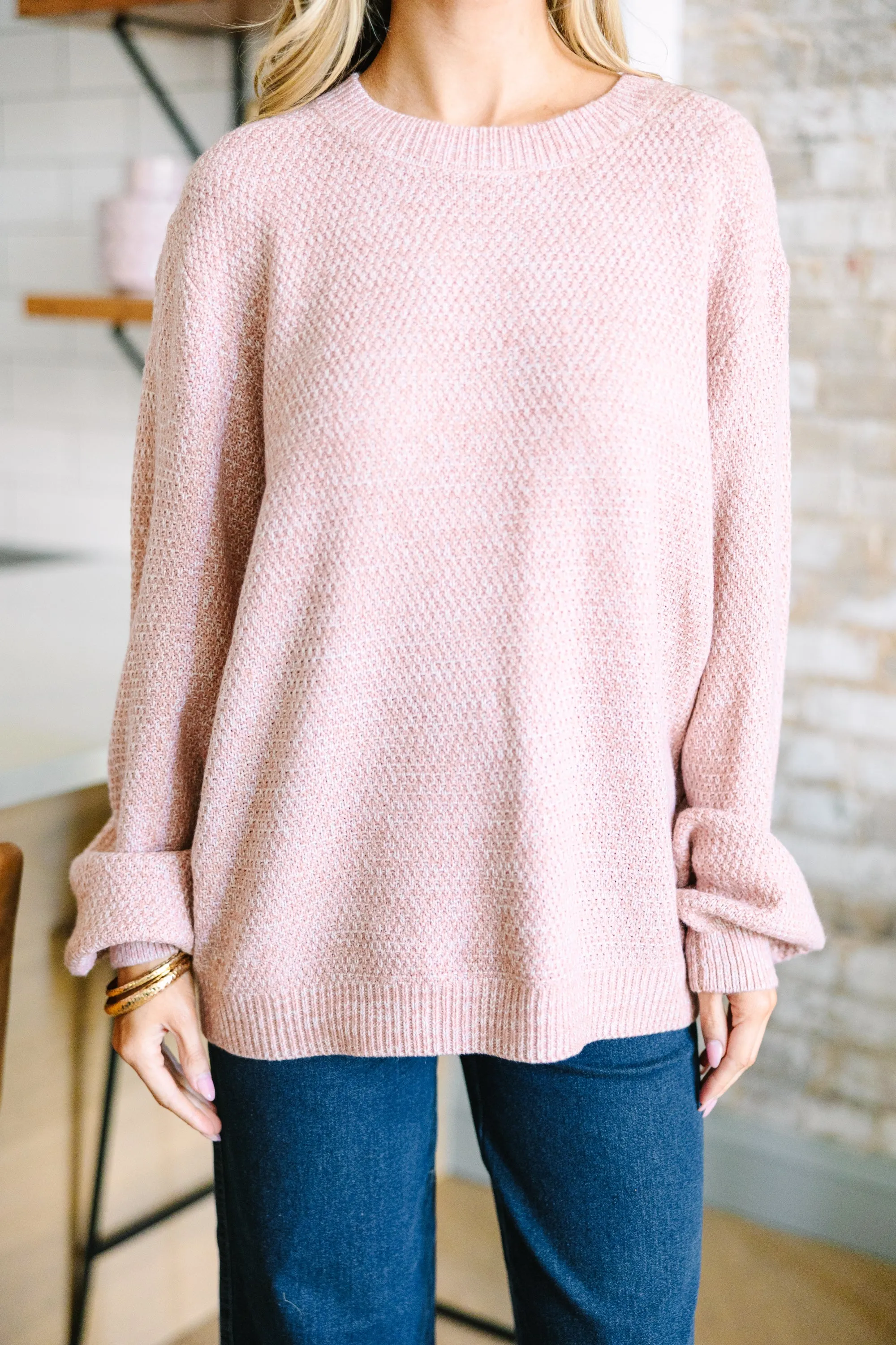 The Slouchy Mauve Pink Bubble Sleeve Sweater