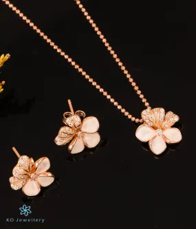 The Sparkling Bloom Silver Rosegold Pendant Set