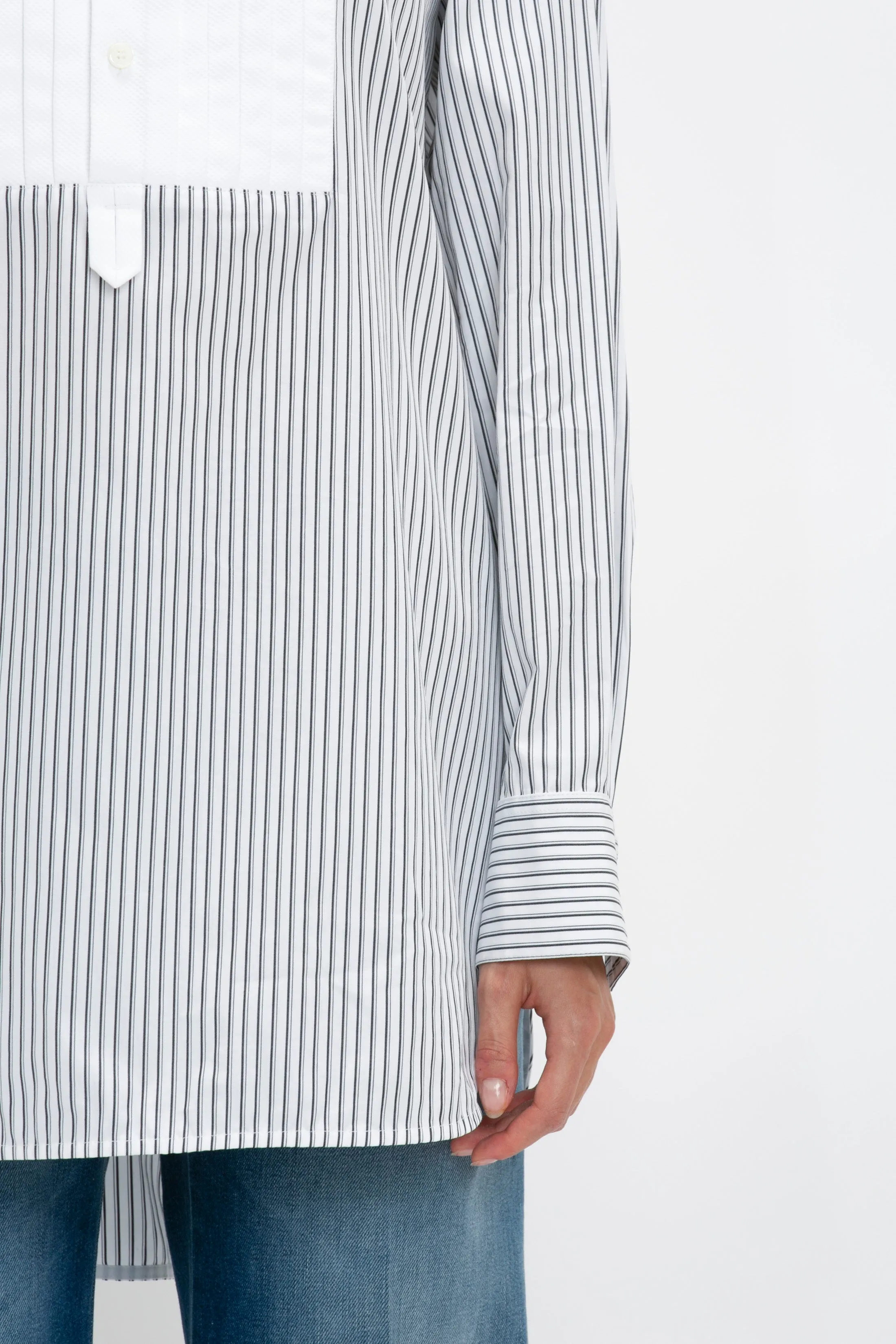 Tuxedo Bib Shirt in Black and Off-White