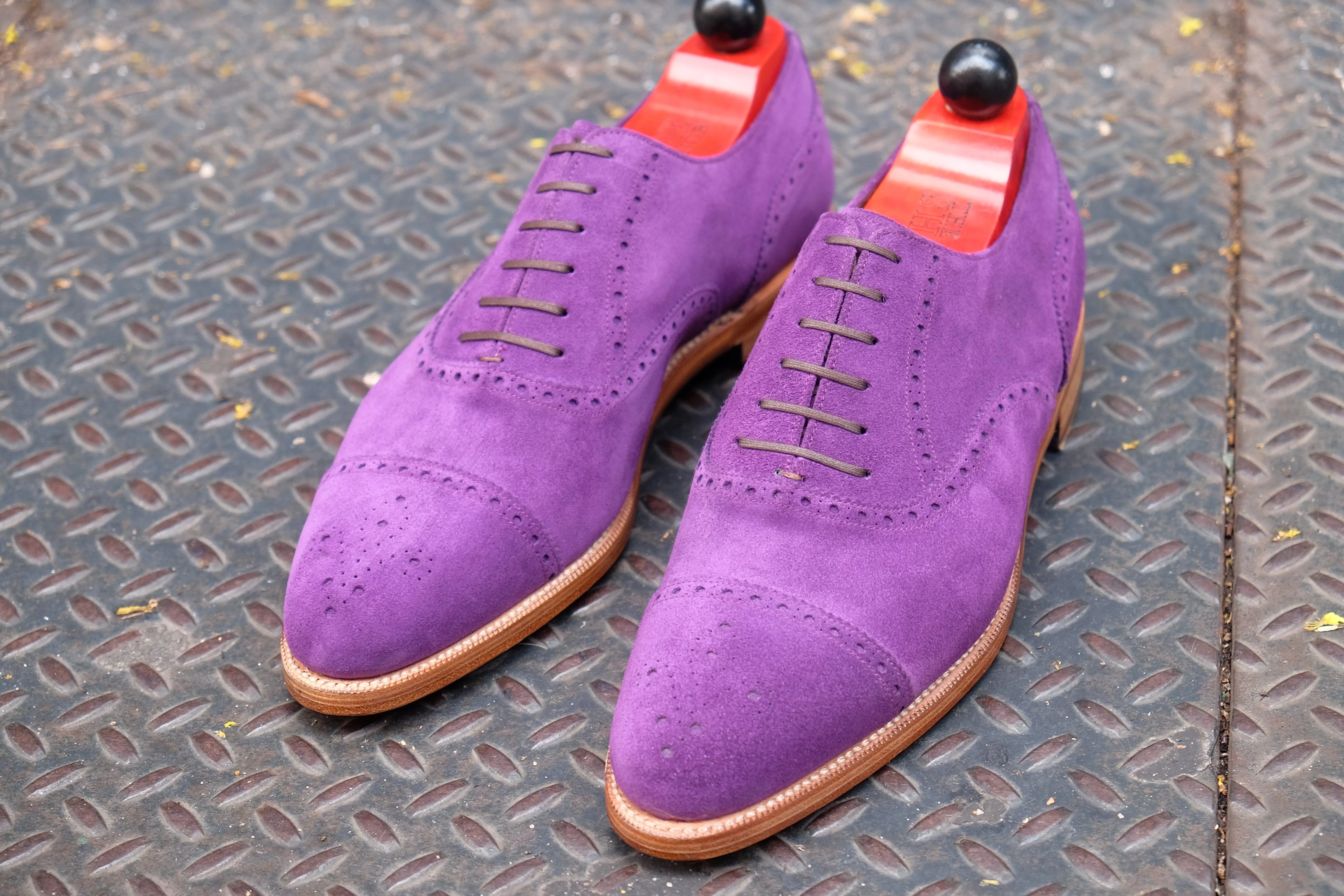 Windermere - MTO - Purple Suede / Natural Edge Trim - TMG Last - Double Leather Sole