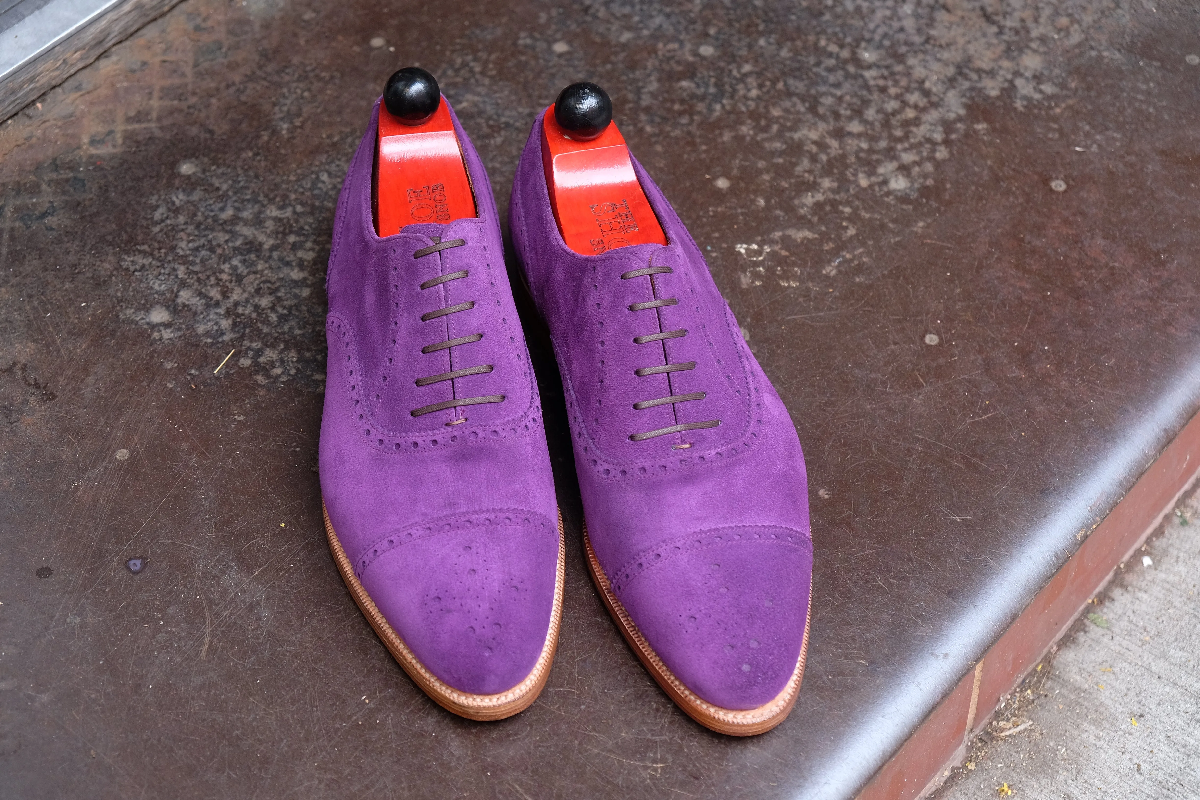 Windermere - MTO - Purple Suede / Natural Edge Trim - TMG Last - Double Leather Sole