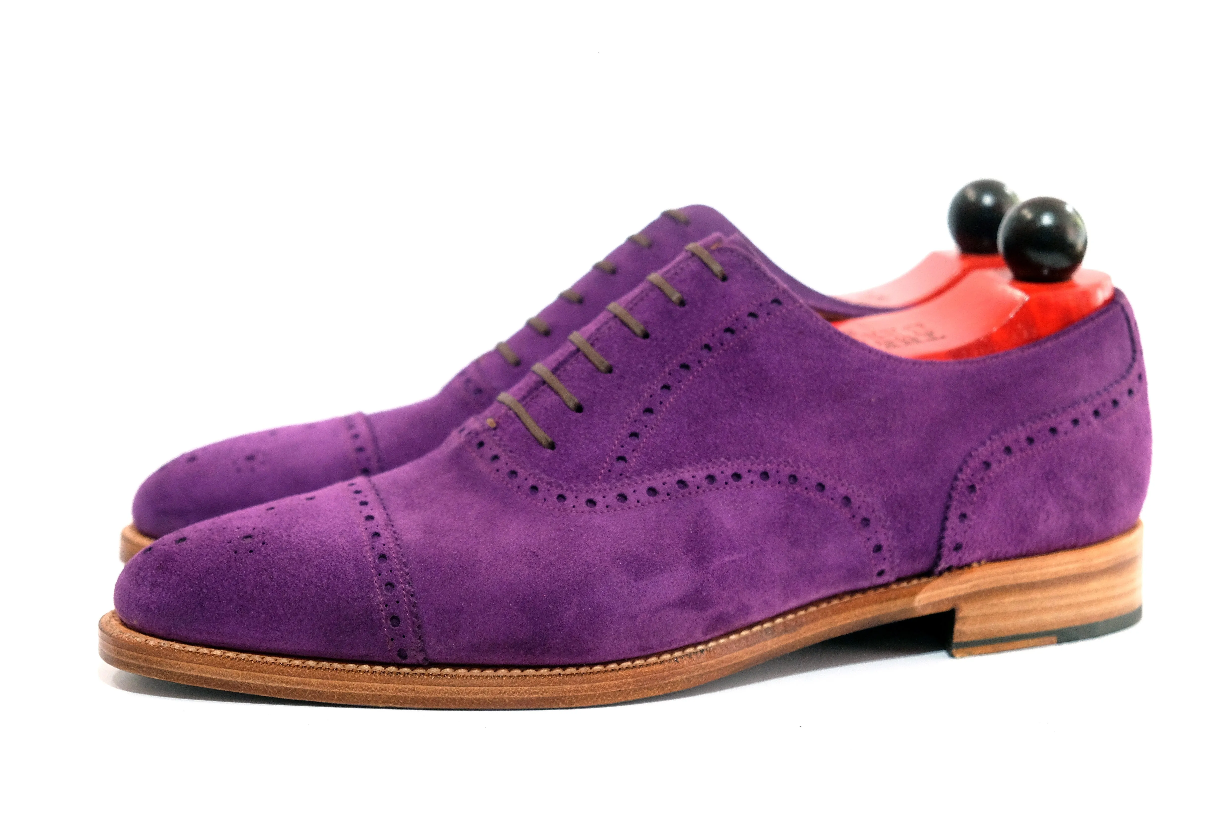 Windermere - MTO - Purple Suede / Natural Edge Trim - TMG Last - Double Leather Sole