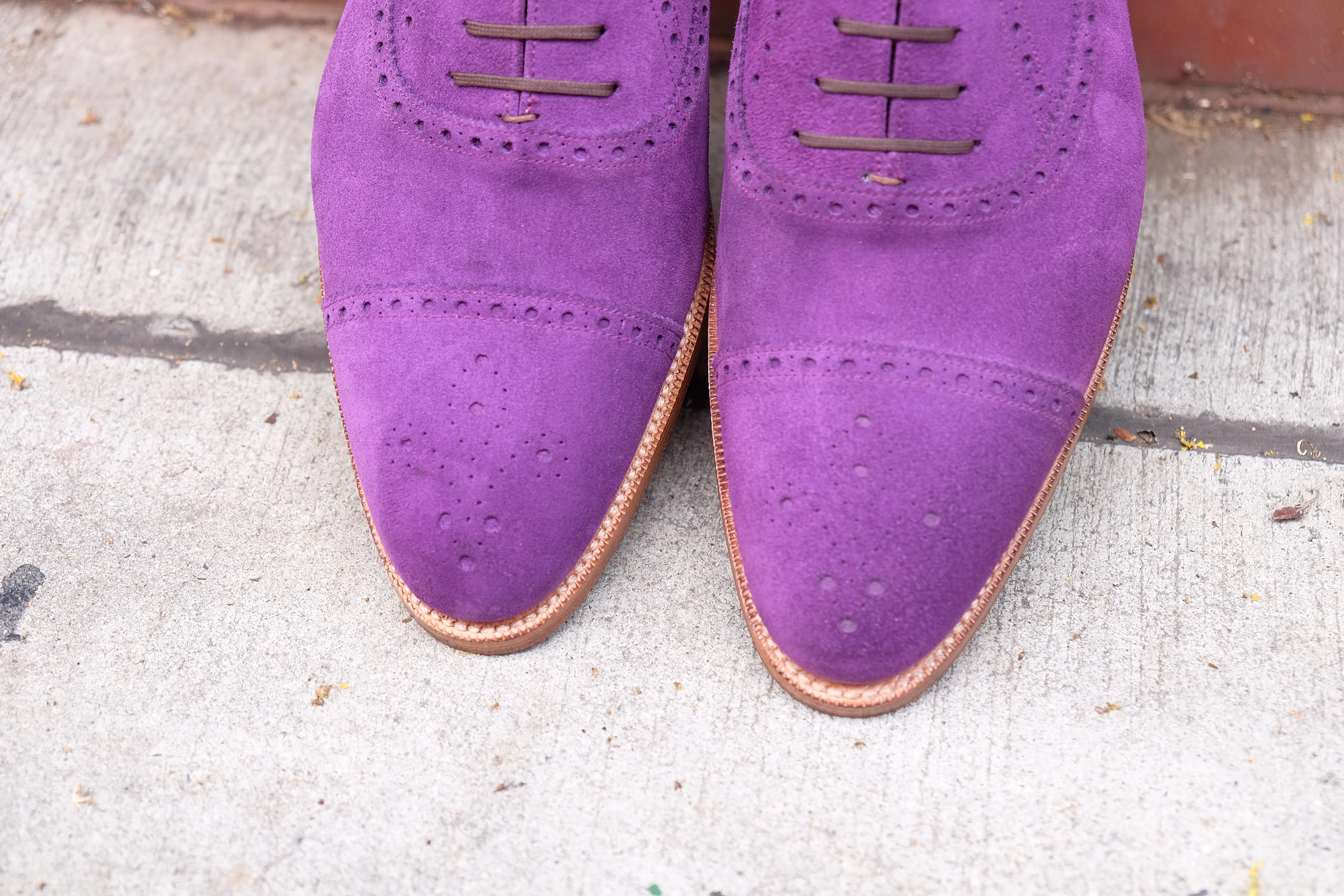 Windermere - MTO - Purple Suede / Natural Edge Trim - TMG Last - Double Leather Sole