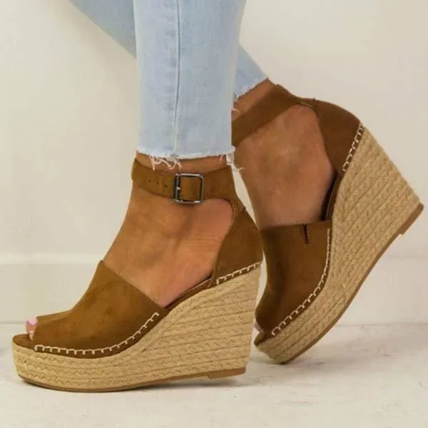 Women'S Casual Hemp Rope Wedge Sandals 90057483C