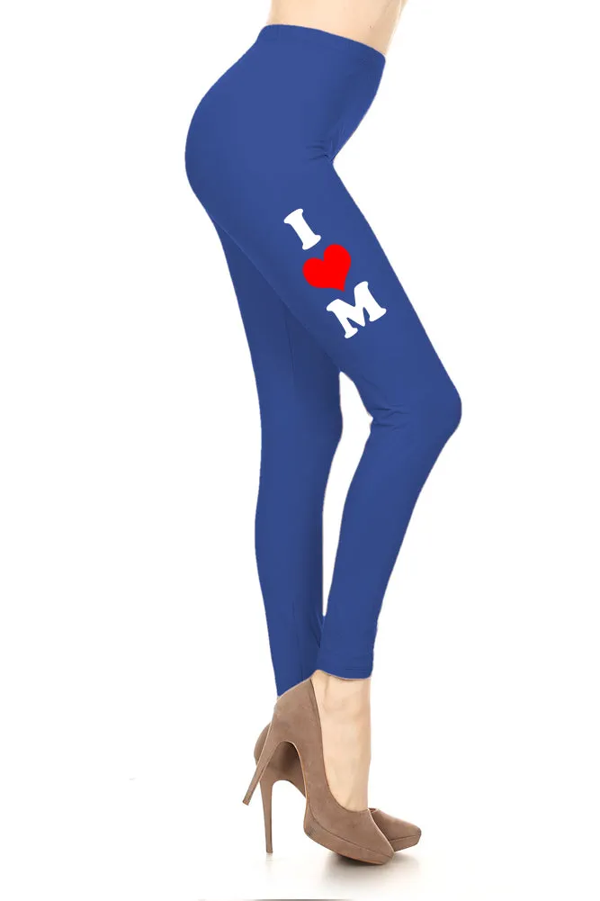 Women's Mother's Day I Heart Mom Design Printed Leggings for Regular Plus 3X5X